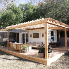 Backyard deck with pergola