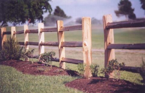 Split railing wood fence in Austin, Texas
