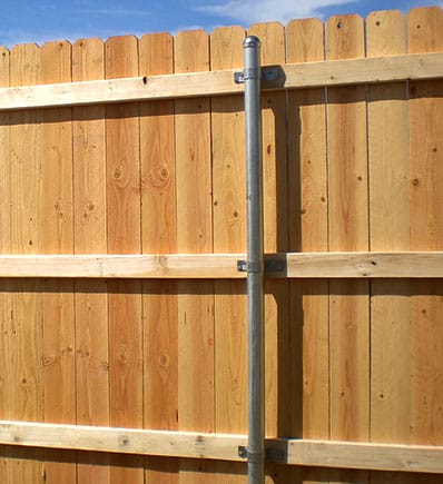 wood fence with galvanized posts