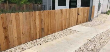 Four foot wooden fence with dog ear pickets