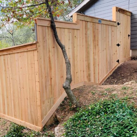 Privacy fence on a slope