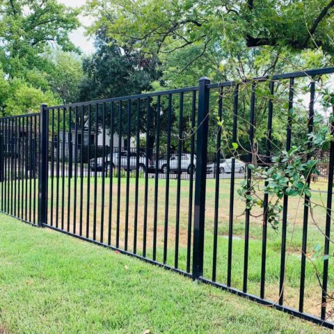 Residential black flat top iron fence