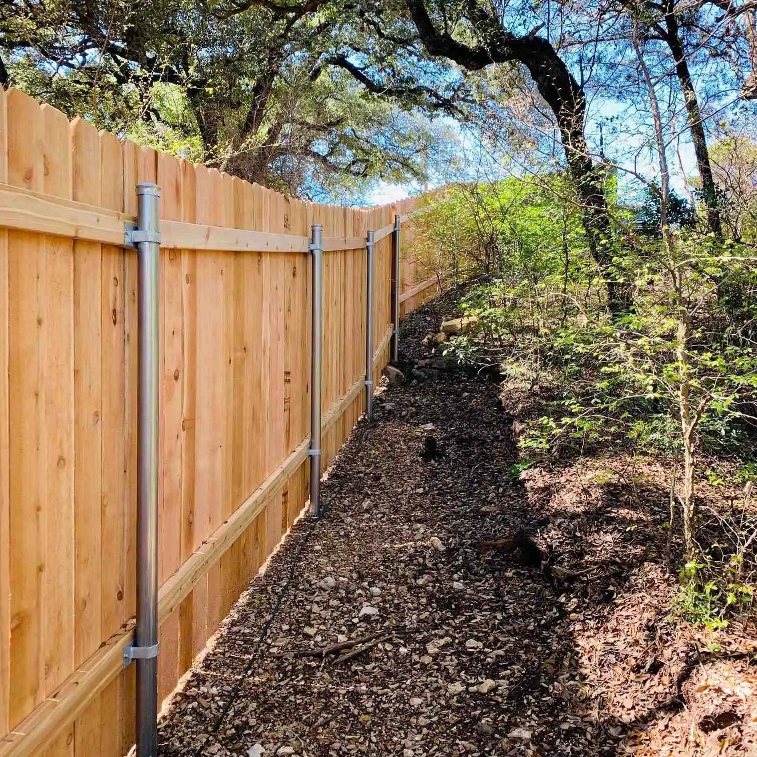 six foot privacy fence with metal posts