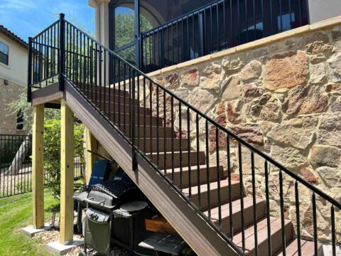 composite deck and iron handrail