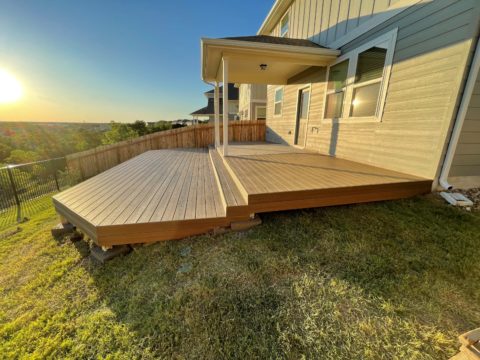 multi leveled composite deck foot off ground