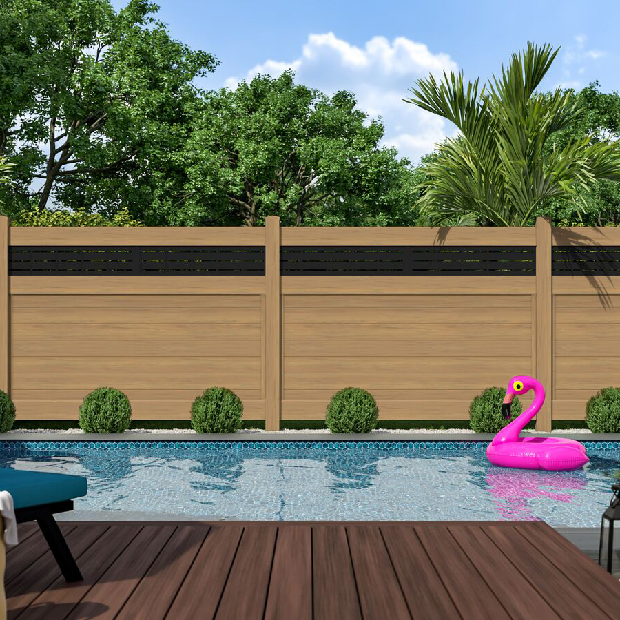 Vinyl fence surrounding a pool in an Austin backyard